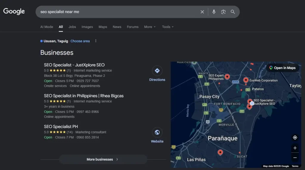 SEO specialist near me Google Maps visibility for Rhea Bigcas